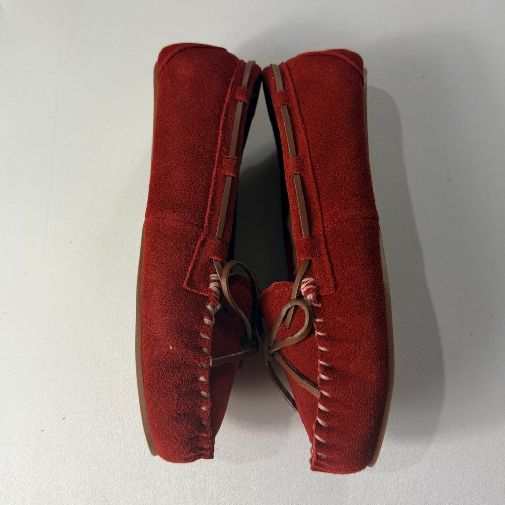 Blitz Molly Red Suede Moccasin Slippers Faux Fur Lined Womens Size 11M NEW - Picture 7 of 10